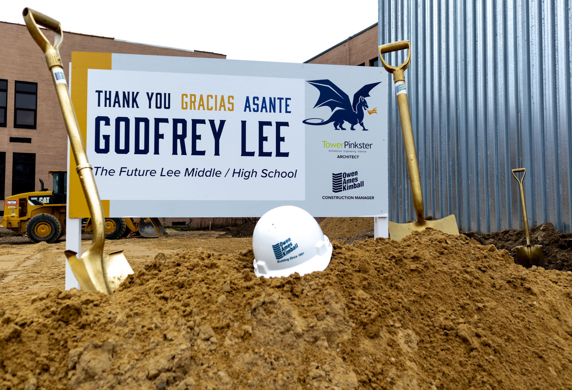 Groundbreaking Sign - Thank you Godfrey-Lee, The Future Lee Middle/High School
